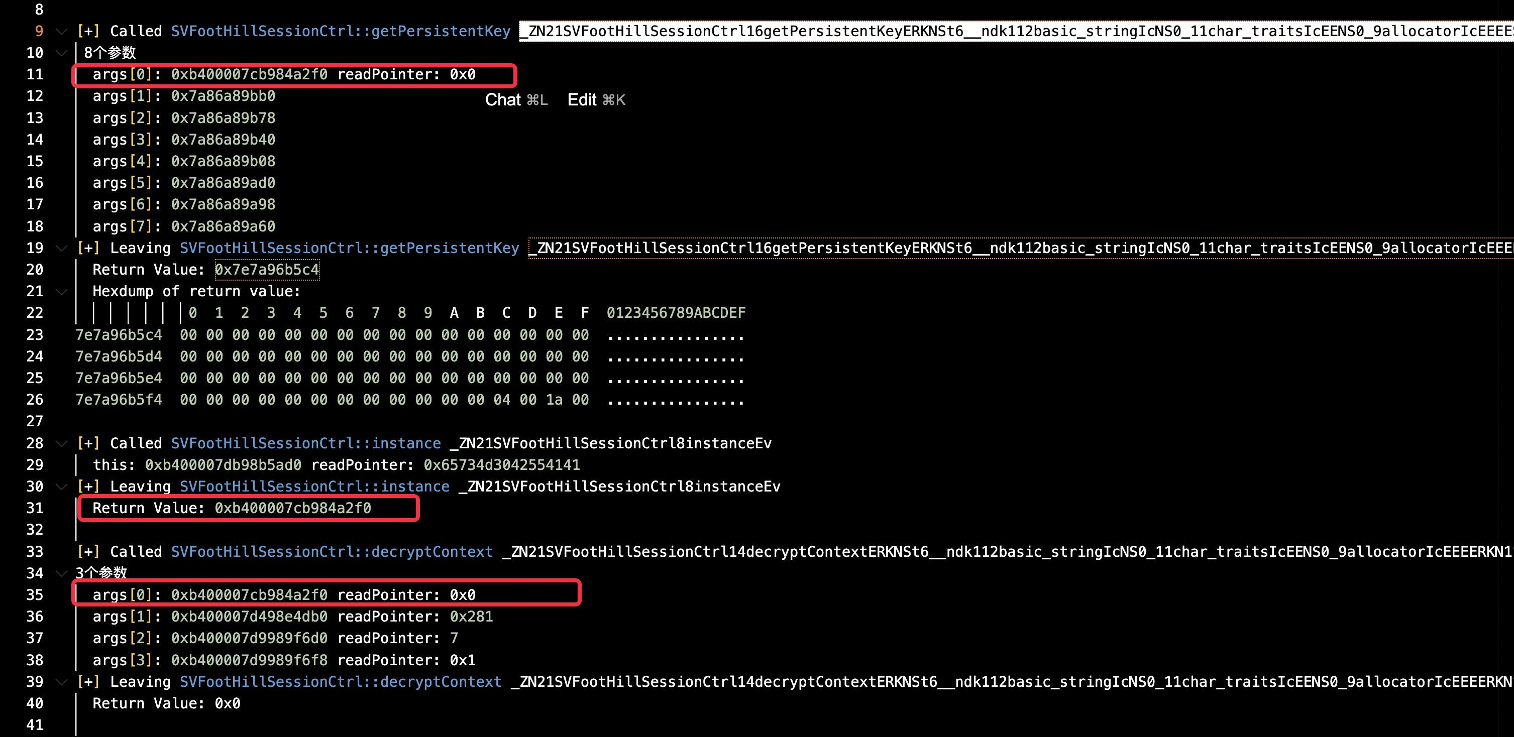 Frida getPersistentKey 调用输出